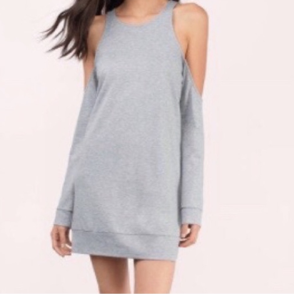Tobi Flirt With You Sweatshirt Dress in Gray